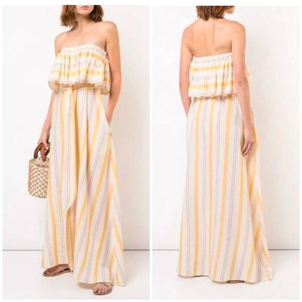 LemLem Striped Strapless Maxi Dress Cotton blend Sundress Vacation Beach